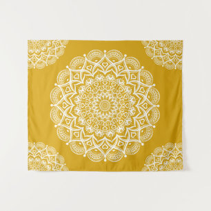 Boho Mustard Yellow Mandala Wandkleed