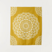 Boho Mustard Yellow Mandala Wandkleed (Voorkant)