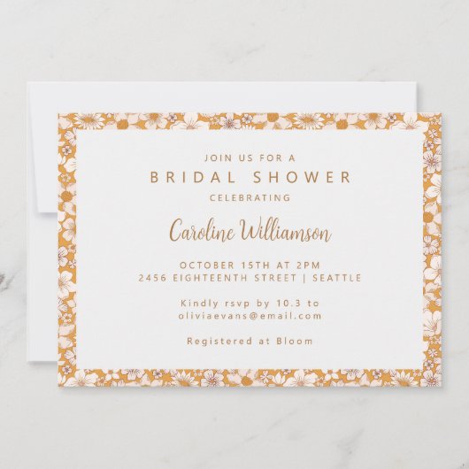 Boho Mustard Yellow Spring Floral Vrijgezellenfees Kaart (Voorkant)