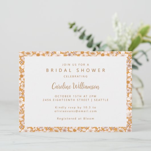 Boho Mustard Yellow Spring Floral Vrijgezellenfees Kaart (Staand voorkant)