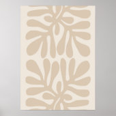 Boho Muted Beige Neutrale Botanische Abstracte Kun Poster (Voorkant)
