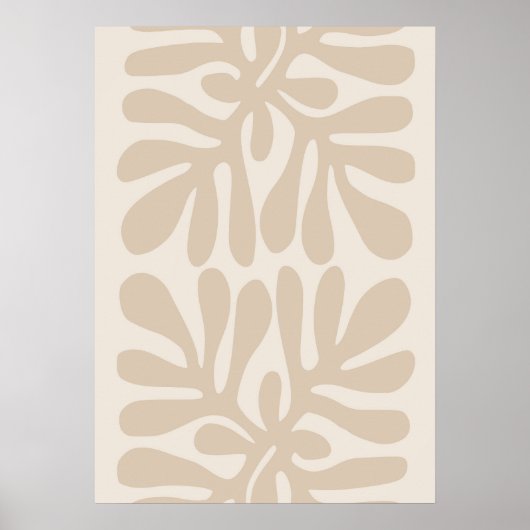 Boho Muted Beige Neutrale Botanische Abstracte Kun Poster (Voorkant)