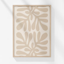 Boho Muted Beige Neutrale Botanische Abstracte Kun