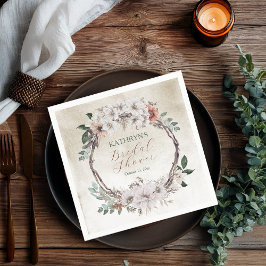 Boho Muted Herfst Floral Vrijgezellenfeest Servet