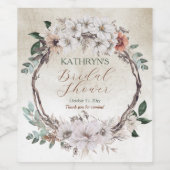 Boho Muted Herfst Floral Vrijgezellenfeest Wijn Etiket (Enkel label)