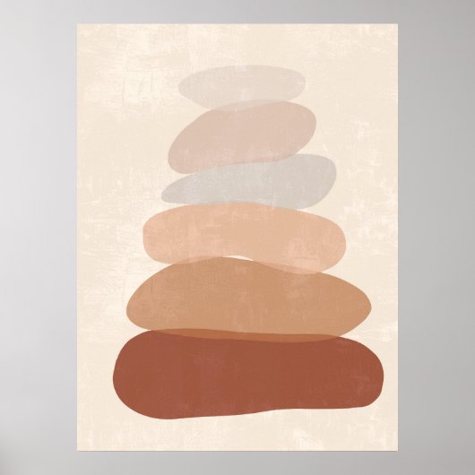 Boho Muted Neutral Abstract Zen Stones Art Poster (Voorkant)