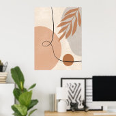 Boho Muted Neutral Abstracte Botanische Wandkunst Poster (Thuiskantoor)