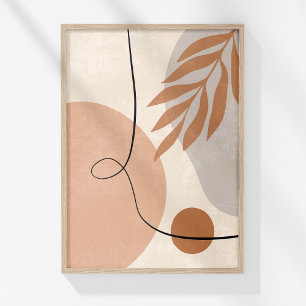 Boho Muted Neutral Abstracte Botanische Wandkunst Poster