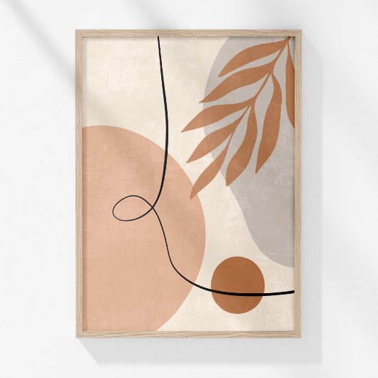 Boho Muted Neutral Abstracte Botanische Wandkunst Poster