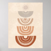 Boho Muted Neutral Abstracte Zon en Vormt Kunst Poster (Voorkant)