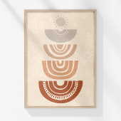 Boho Muted Neutral Abstracte Zon en Vormt Kunst Poster