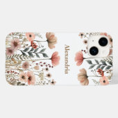 Boho Muted Pink Waterverf Wildflowers Case-Mate iPhone Case (Achterkant (horizontaal))