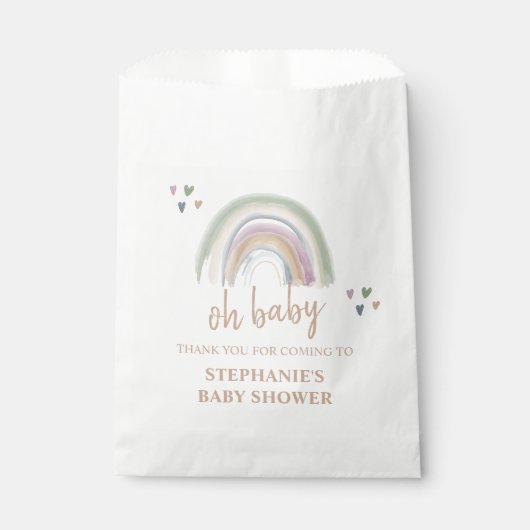 Boho Muted Rainbow Baby shower Dank u Bedankzakje (Voorkant)