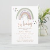 Boho Muted Rainbow Baby shower Kaart (Staand voorkant)