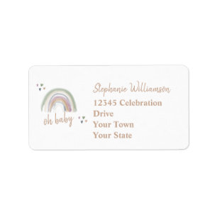 Boho Muted Rainbow Baby shower Return Address Etiket