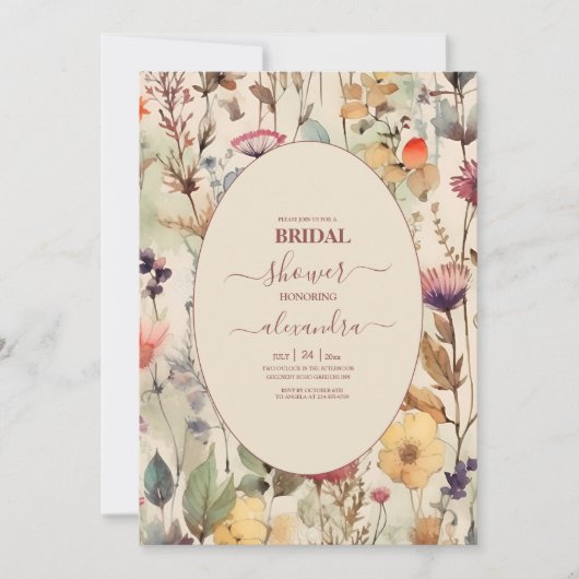 Boho Muted Tones Wildflower Vrijgezellenfeest Kaart (Voorkant)