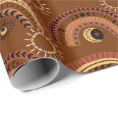 Boho Mystic Eye Rainbow Brown Achtergrond Cadeaupapier (Rol Hoek)