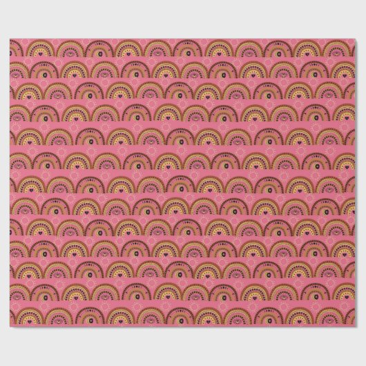 Boho Mystic Eye Rainbow Roos Achtergrond Cadeaupapier (Vlak)