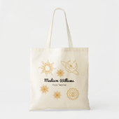 Boho Mystical Yellow & White Sun & Moon Yoga Gift Tote Bag (Voorkant)