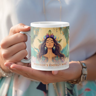 Boho Mystieke Energie Spirituele Vrouw Aangepast Grote Koffiekop