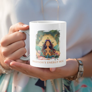 Boho Mystieke Energie Spirituele Vrouw Aangepast Grote Koffiekop