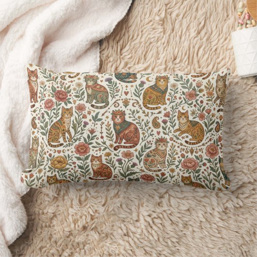 Boho mystieke katten en wilde bloementuin  kussen (Deken)
