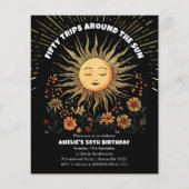 Boho Mystieke Zon 50ste Verjaardag Uitnodiging (Voorkant)