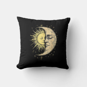 Boho mystieke zon en maan esthetische Vintage Kussen