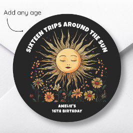 Boho Mystieke Zonneverjaardag Ronde Sticker