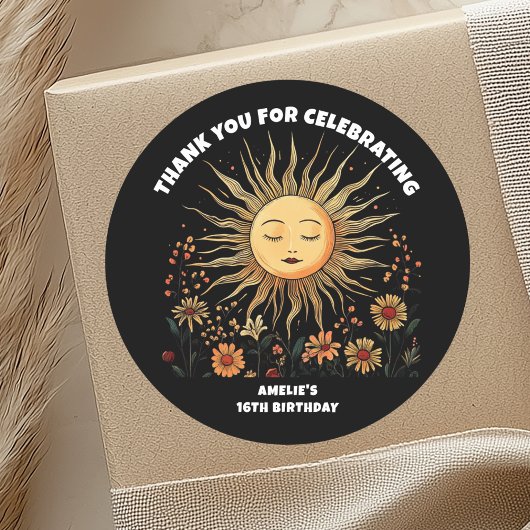 Boho Mystieke Zonneverjaardag Ronde Sticker