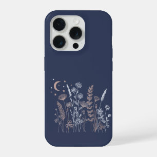 Boho Nachtelijke Bloem Illustratie – Maan, Sterren iPhone 15 Pro Case