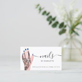 Boho nagelt blauwe henna tattoos afbeelding visitekaartje (Staand voorkant)
