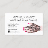 Boho nagelt de tattoos illustratie van de technicu visitekaartje (Achterkant)