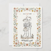 Boho Naïeve Kunststijl Skelet Bruiloft Kaart (Achterkant)