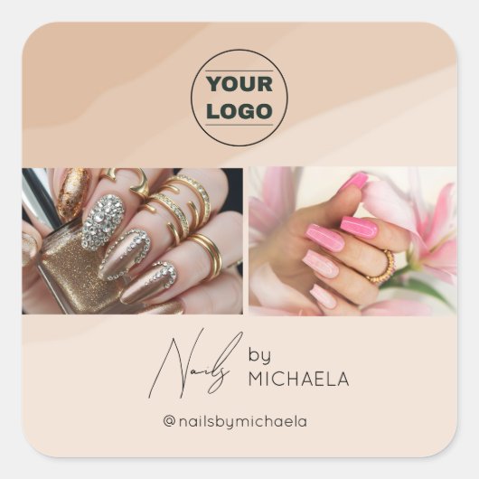 Boho Nail Tech Logo Sticker | Laat een review acht (Voorkant)