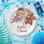 Boho  najaar Floral Wedding Terracotta Papieren Bordje (Feest)