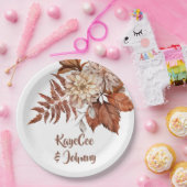 Boho  najaar Floral Wedding Terracotta Papieren Bordje (Feest)