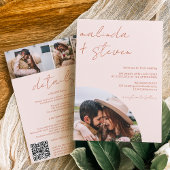 Boho Namen script boog 4 foto alles in een bruilof Kaart