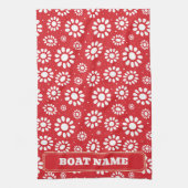 Boho Narrowboat Kanaalboot Aak Naam Rood Theedoek (Verticaal)