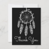 Boho Native American Black White Dream Catcher  Bedankkaart (Voorkant)