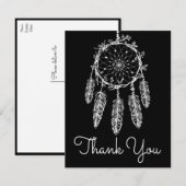 Boho Native American Black White Dream Catcher  Bedankkaart (Voorkant / Achterkant)