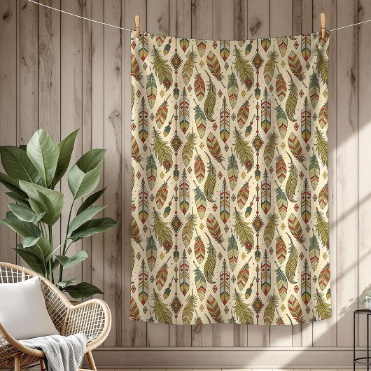 Boho Native Authentic Tribal Etnische Veren Pijl Fleece Deken