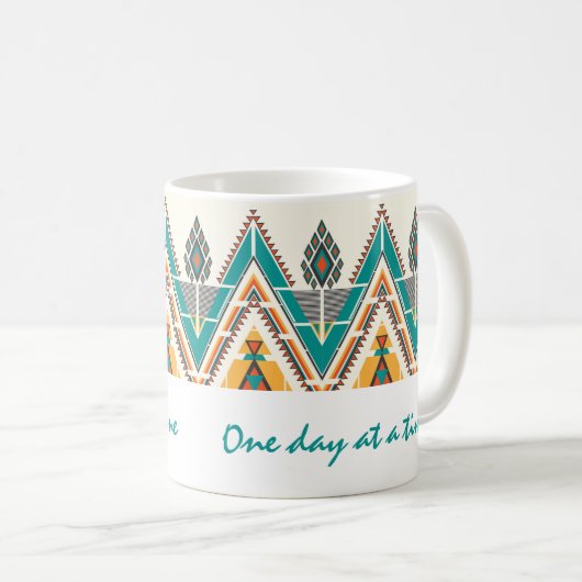 Boho Native Pattern Tribal "One day at a Time" Koffiemok (Voorkant rechts)