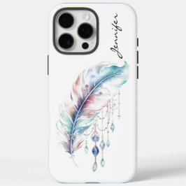 Boho Native Spirit Waterverf Feather iPhone 16 Pro Max Hoesje