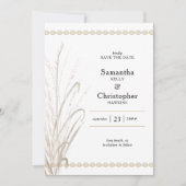 Boho Natural Pampas Grass Elegant Foto Save The Date (Voorkant)