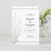 Boho Natural Pampas Grass Elegant Foto Save The Date (Staand voorkant)