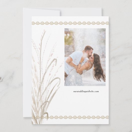 Boho Natural Pampas Grass Elegant Foto Save The Date (Achterkant)