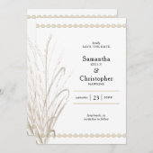 Boho Natural Pampas Grass Elegant Foto Save The Date (Voorkant / Achterkant)