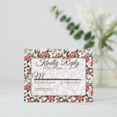 Boho Nature Rose Flower Spring Wedding Rsvp Card (Staand voorkant)