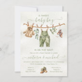 Boho Natuur Baby shower Clothesline Kaart (Voorkant)